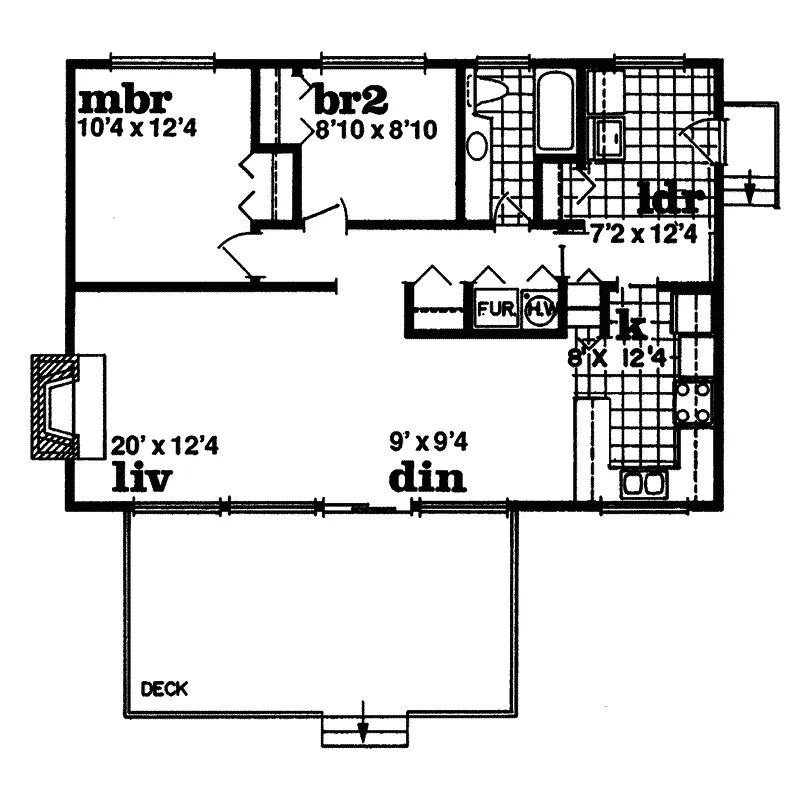 Ranch House Plan First Floor - Overbrook Rustic Vacation Home 062D-0150 - Shop House Plans and More