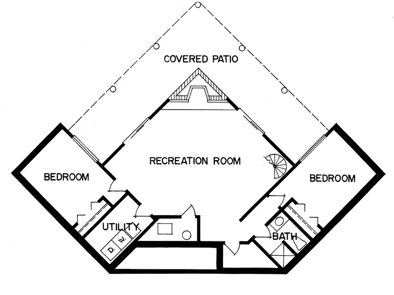 A-Frame House Plan Lower Level Floor - Antonette Hills A-Frame Home 062D-0155 - Search House Plans and More