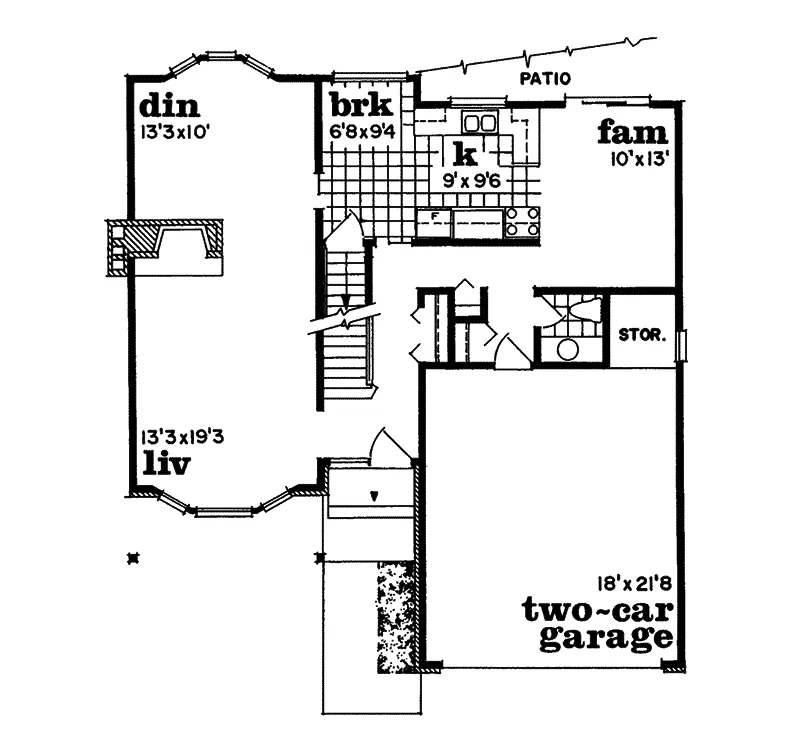Contemporary House Plan First Floor - Luna Country Home 062D-0158 - Shop House Plans and More