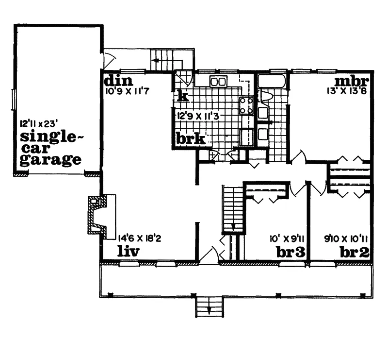 Traditional House Plan First Floor - Jamesport Acadian Home 062D-0159 - Search House Plans and More