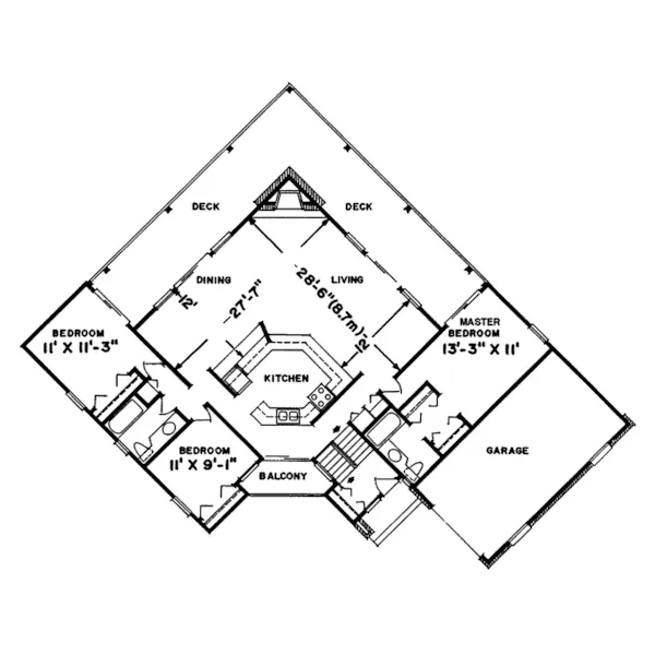 Contemporary House Plan First Floor - Kenyon Hollow Rustic Ranch Home 062D-0160 - Search House Plans and More