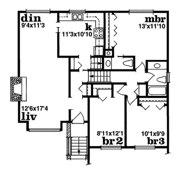 Southern House Plan First Floor - Day Hollow Traditional Home 062D-0165 - Search House Plans and More