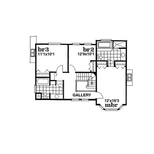 Victorian House Plan Second Floor - Palumbo Country Home 062D-0169 - Shop House Plans and More