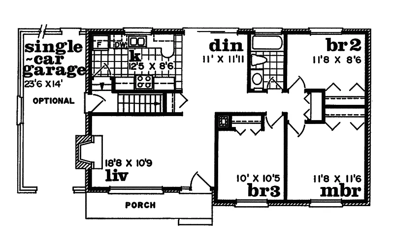 Ranch House Plan First Floor - Engelmeyer Cozy Ranch Home 062D-0172 - Search House Plans and More