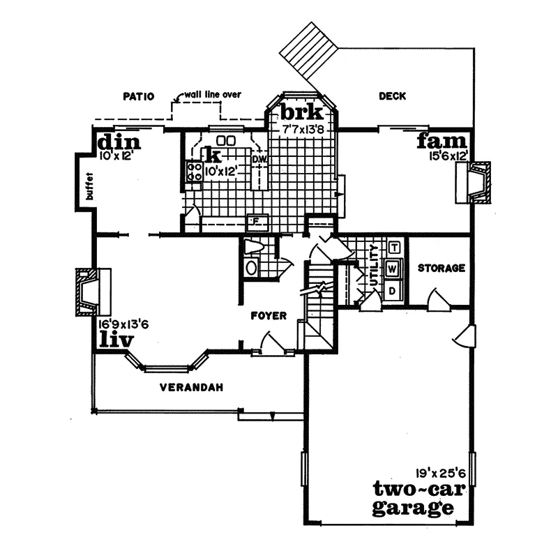 Traditional House Plan First Floor - Eudora Spring Country Home 062D-0177 - Search House Plans and More