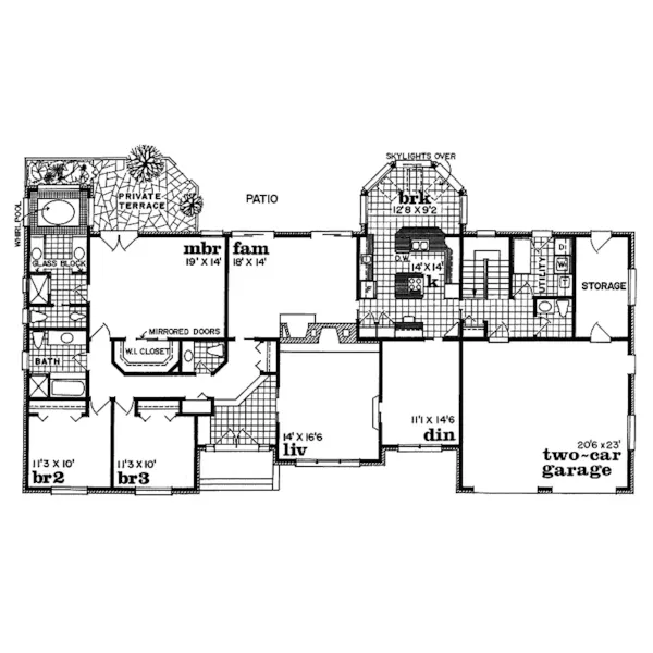 Contemporary House Plan First Floor - Rollingview Ranch Home 062D-0179 - Shop House Plans and More