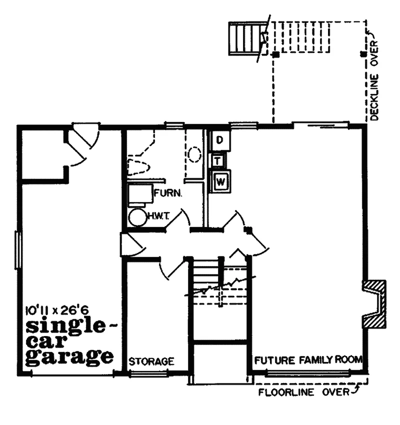 Ranch House Plan Lower Level Floor - Brookcreek Traditional Home 062D-0180 - Search House Plans and More