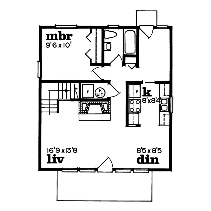 Lake House Plan First Floor - Big Bear Rustic Cabin Home 062D-0184 - Search House Plans and More