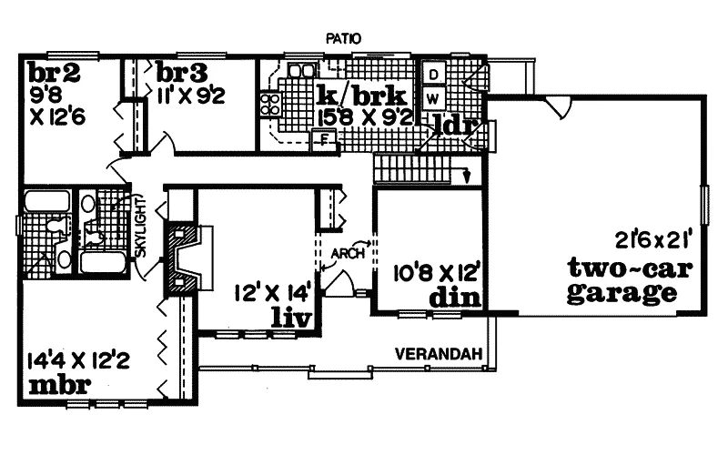 Ranch House Plan First Floor - Salette Ranch Home 062D-0185 - Shop House Plans and More