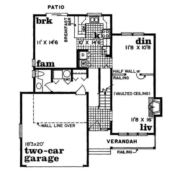 Traditional House Plan First Floor - Delbart Place Country Home 062D-0188 - Search House Plans and More