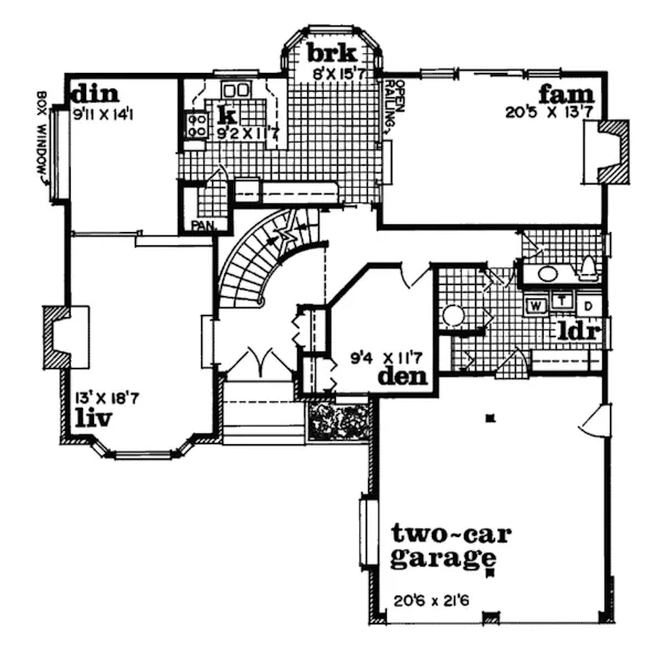 European House Plan First Floor - Balaban Luxury Home 062D-0194 - Search House Plans and More