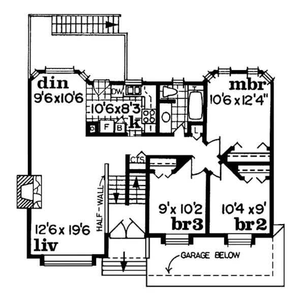 Modern House Plan First Floor - Brookview Split-Level Home 062D-0195 - Search House Plans and More