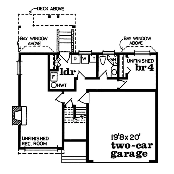 Modern House Plan Lower Level Floor - Brookview Split-Level Home 062D-0195 - Search House Plans and More