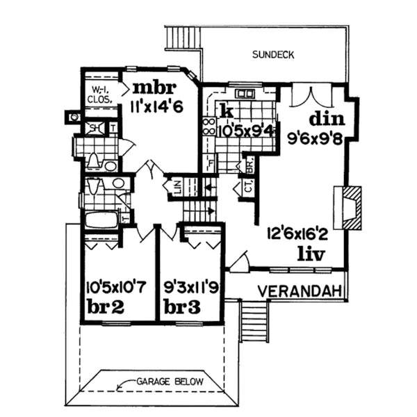 Contemporary House Plan Second Floor - Ampersand Country Home 062D-0197 - Search House Plans and More