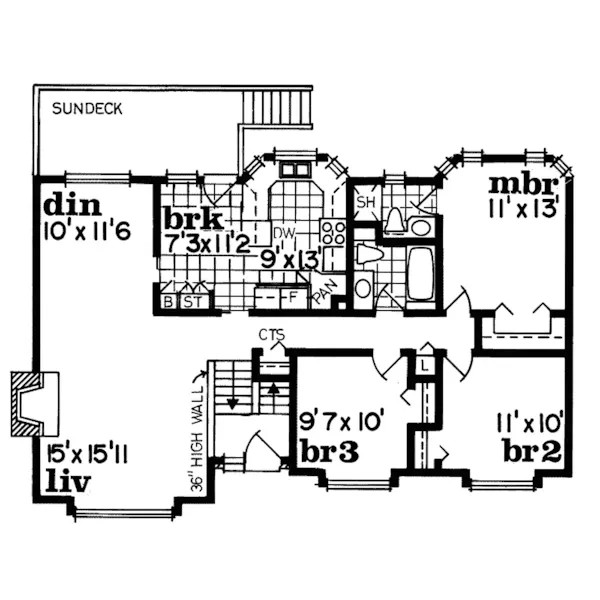 Southern House Plan First Floor - Edgemoor Terrace Cape Cod Home 062D-0199 - Search House Plans and More