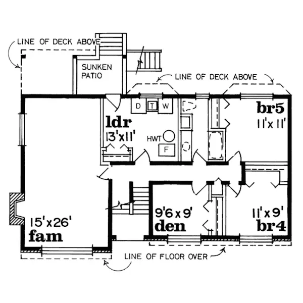 Southern House Plan Lower Level Floor - Edgemoor Terrace Cape Cod Home 062D-0199 - Search House Plans and More