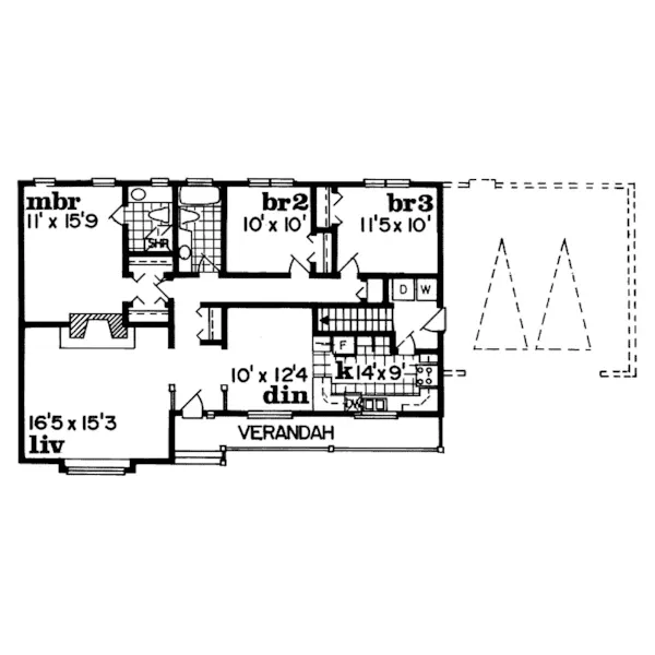 Vacation House Plan First Floor - Hammerstone Country Ranch Home 062D-0203 - Search House Plans and More