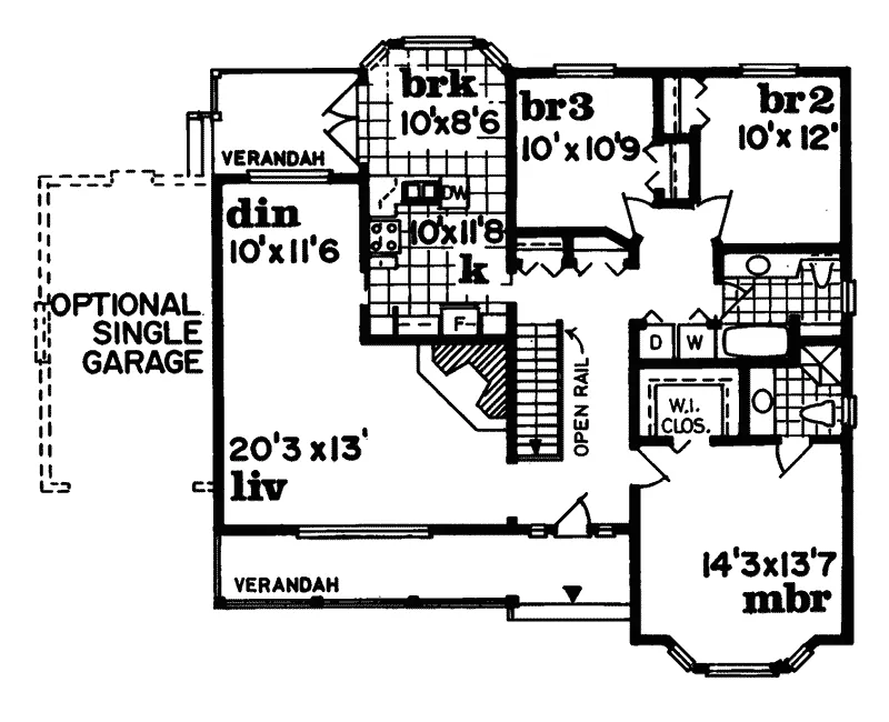 Traditional House Plan First Floor - Cross Plain Acadian Style Home 062D-0205 - Search House Plans and More