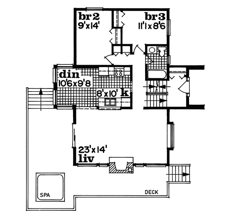 Country House Plan First Floor - Everest Rustic Cabin Home 062D-0210 - Search House Plans and More