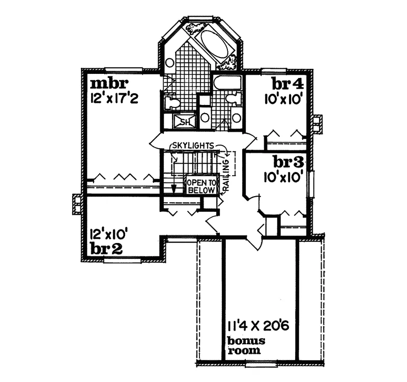 Farmhouse Plan Second Floor - Cain Hill Traditional Home 062D-0215 - Search House Plans and More