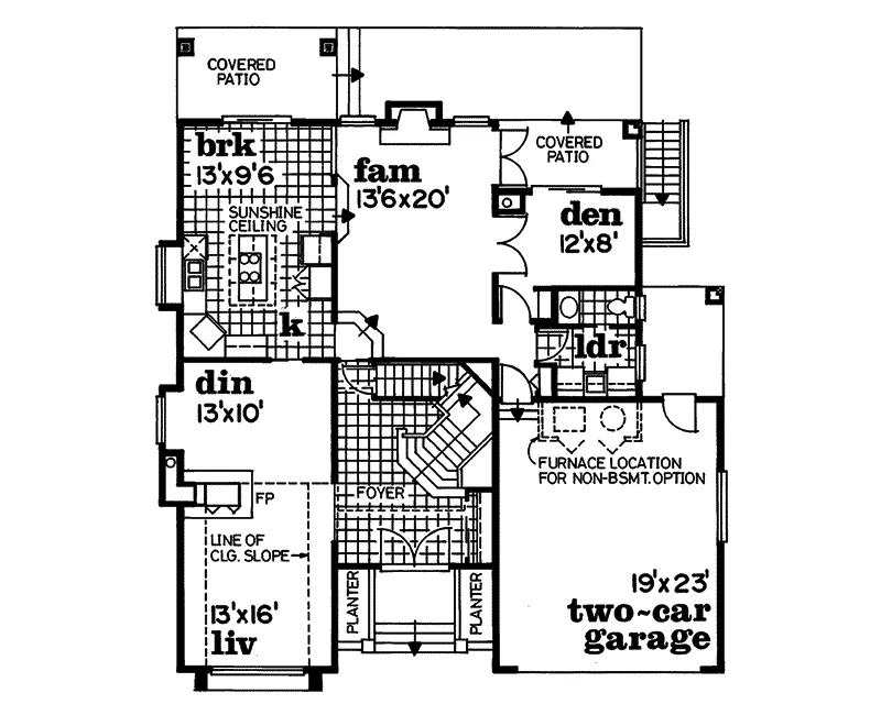 Contemporary House Plan First Floor - Frederica Isle Florida Home 062D-0216 - Search House Plans and More