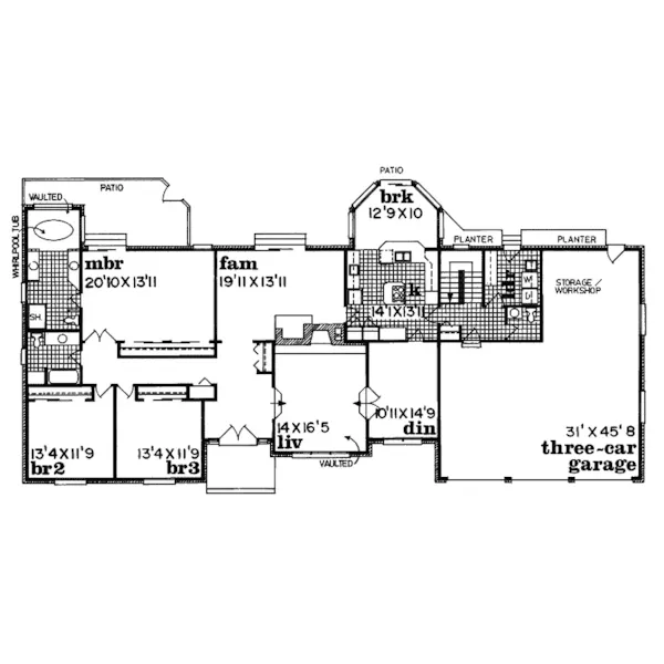 Country House Plan First Floor - Altmann Place Ranch Home 062D-0217 - Search House Plans and More