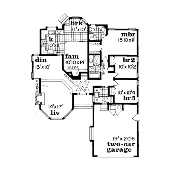 Ranch House Plan First Floor - Brentwood Park Ranch Home 062D-0219 - Search House Plans and More