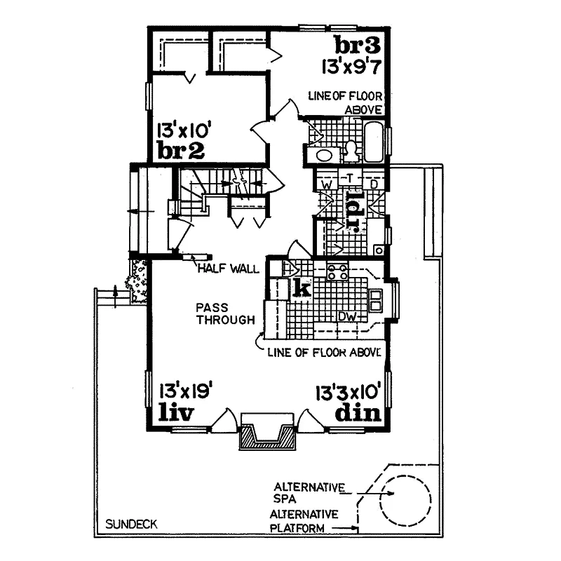 Mountain House Plan First Floor - Feldhaus Cabin A-Frame Home 062D-0223 - Search House Plans and More
