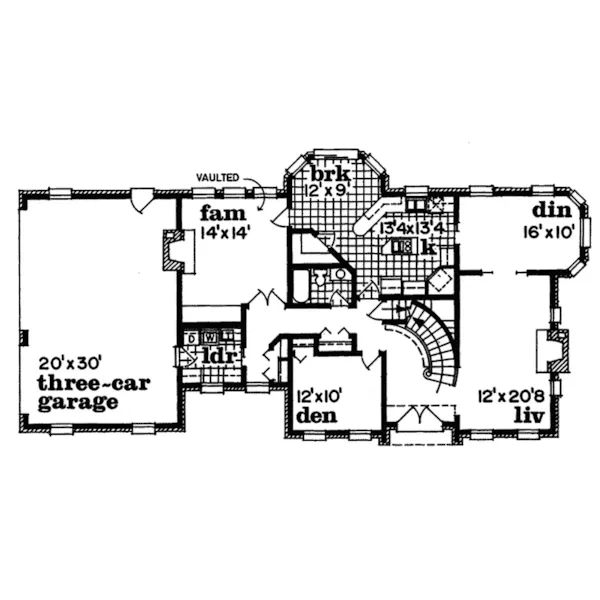 Traditional House Plan First Floor - Geringer Georgian Style Home 062D-0226 - Search House Plans and More