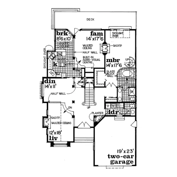 Modern House Plan First Floor - San Jose Sunbelt Home 062D-0227 - Shop House Plans and More