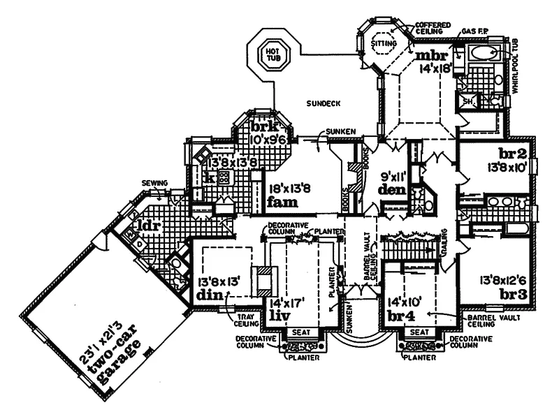 European House Plan First Floor - Atmore Hill Luxury Home 062D-0228 - Search House Plans and More
