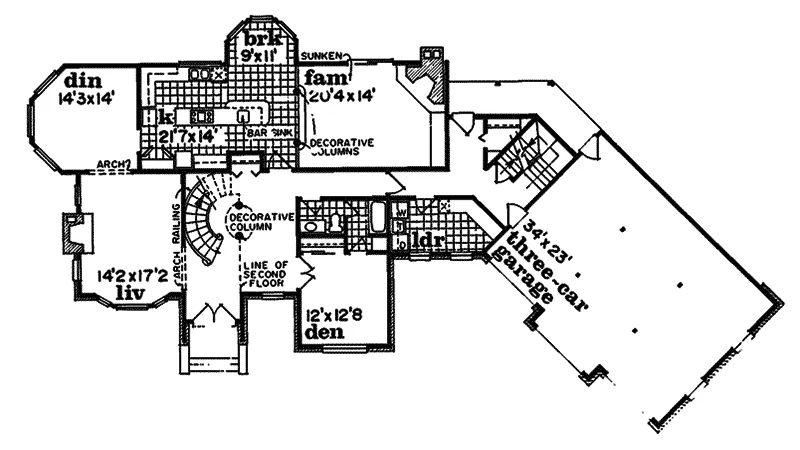 Arts & Crafts House Plan First Floor - Baltimore Place Luxury Home 062D-0231 - Search House Plans and More