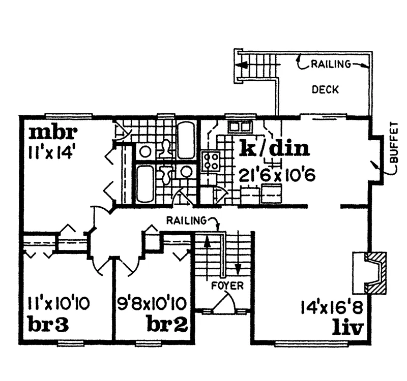 Country House Plan First Floor - Elmcrest Split-Level Home 062D-0232 - Search House Plans and More
