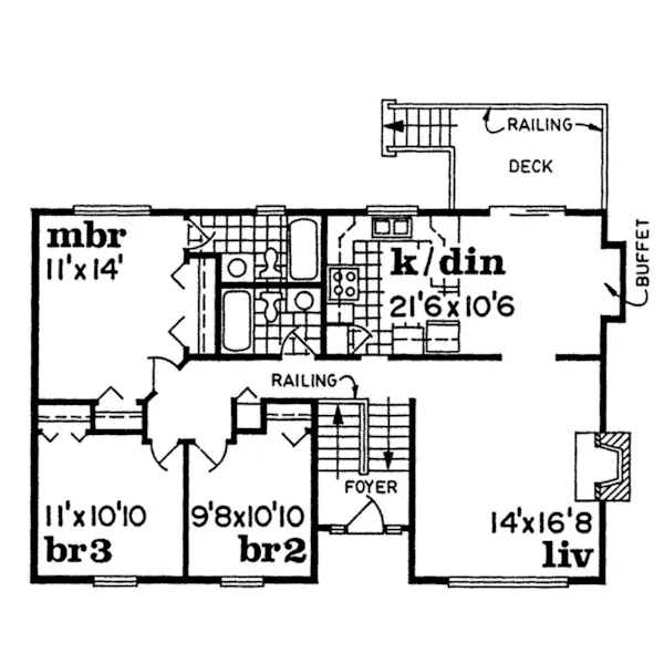 Southern House Plan First Floor - Elmcrest Split-Level Home 062D-0232 - Search House Plans and More