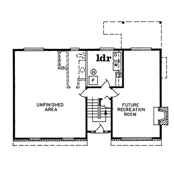 Southern House Plan Lower Level Floor - Elmcrest Split-Level Home 062D-0232 - Search House Plans and More