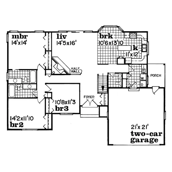 Country House Plan First Floor - Bryan Valley Country Ranch Home 062D-0238 - Search House Plans and More