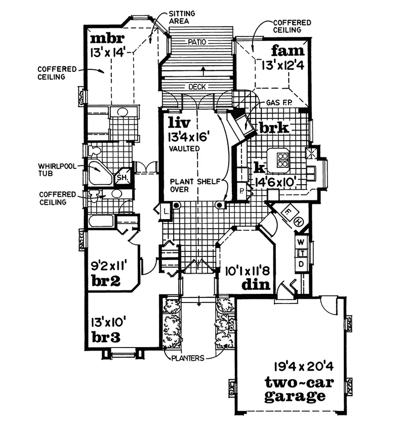 Southern House Plan First Floor - Ocala Sunbelt Ranch Home 062D-0240 - Shop House Plans and More