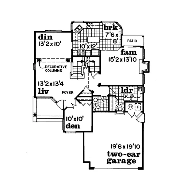 Contemporary House Plan First Floor - Bottany Cove Florida Home 062D-0242 - Search House Plans and More