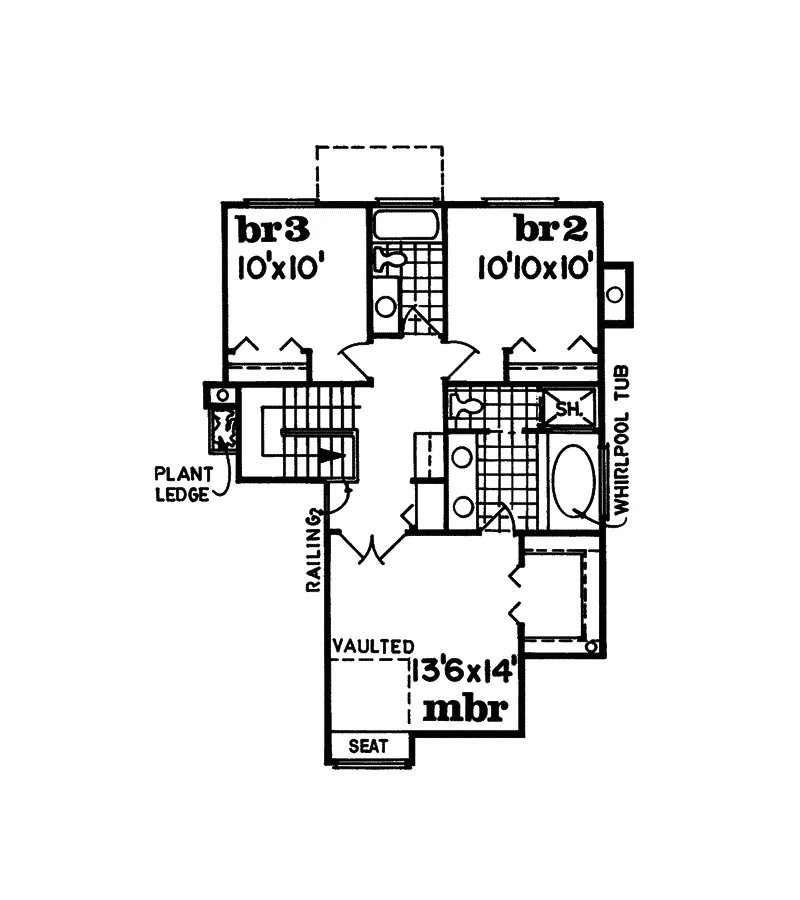 Sunbelt House Plan Second Floor - Miranda Canyon Southwestern Home 062D-0243 - Shop House Plans and More