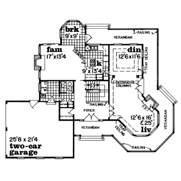 Modern House Plan First Floor - Stemboat Spring Victorian Home 062D-0248 - Shop House Plans and More