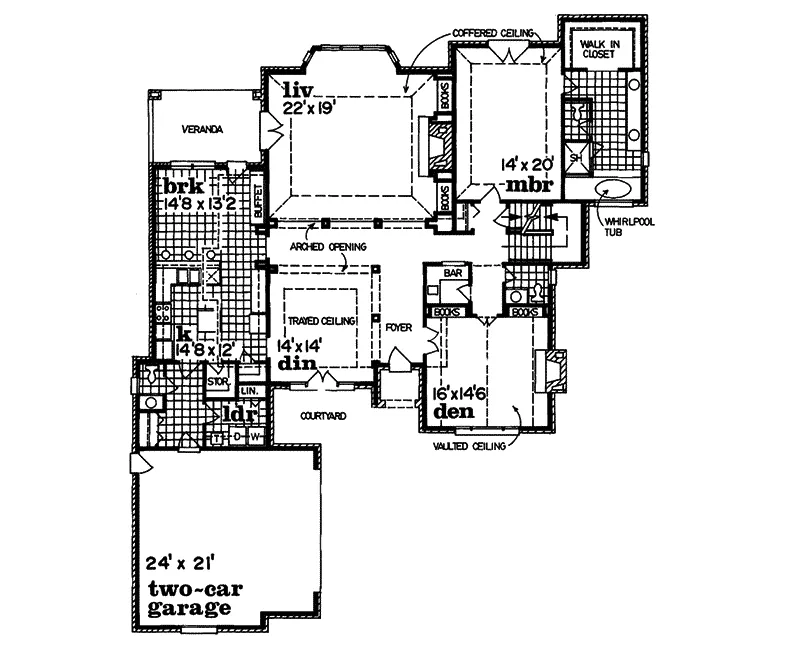 Southern House Plan First Floor - Avon Lake Luxury Home 062D-0251 - Search House Plans and More
