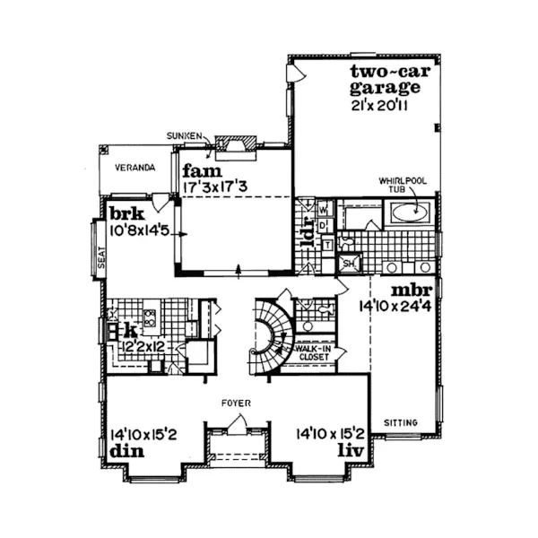 European House Plan First Floor - Ember Colonial Home 062D-0252 - Search House Plans and More