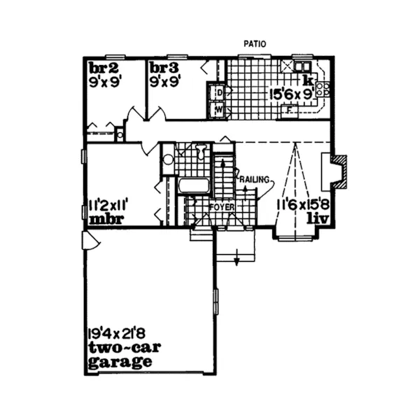 Traditional House Plan First Floor - Dawson Place Ranch Style Home 062D-0253 - Search House Plans and More