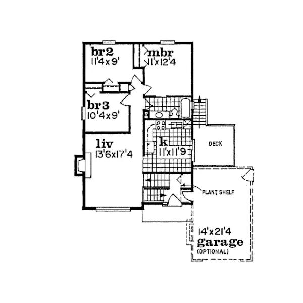 Traditional House Plan First Floor - Ryancrest Split-Level Home 062D-0254 - Shop House Plans and More