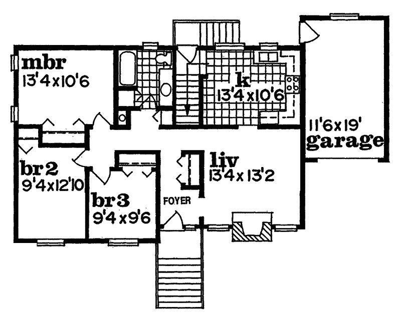 Ranch House Plan First Floor - Juniper Hill Traditional Home 062D-0255 - Search House Plans and More