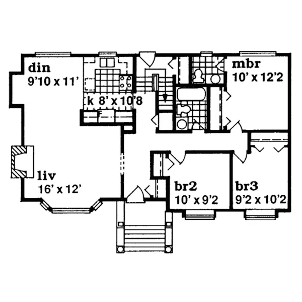 Craftsman House Plan First Floor - Brenna Traditional Style Home 062D-0256 - Search House Plans and More