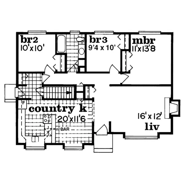 Contemporary House Plan First Floor - De Balivere Ranch Home 062D-0259 - Search House Plans and More