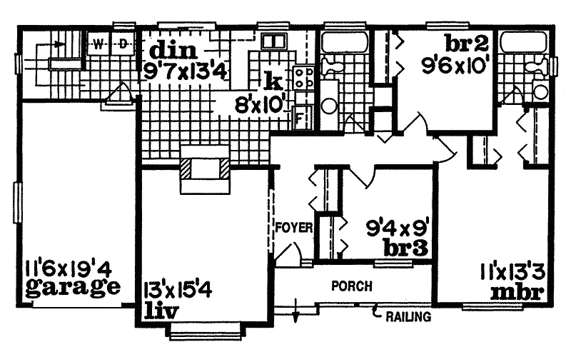 Ranch House Plan First Floor - Kissel Hill Ranch Home 062D-0261 - Search House Plans and More