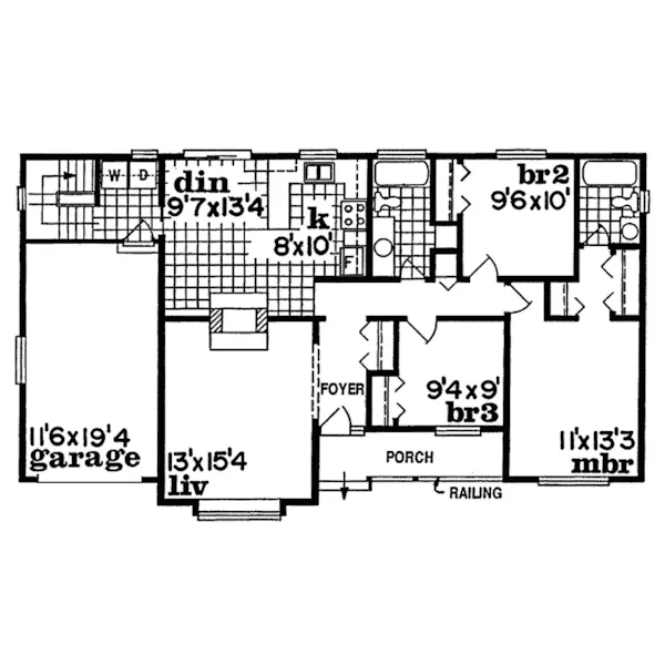 Traditional House Plan First Floor - Kissel Hill Ranch Home 062D-0261 - Search House Plans and More