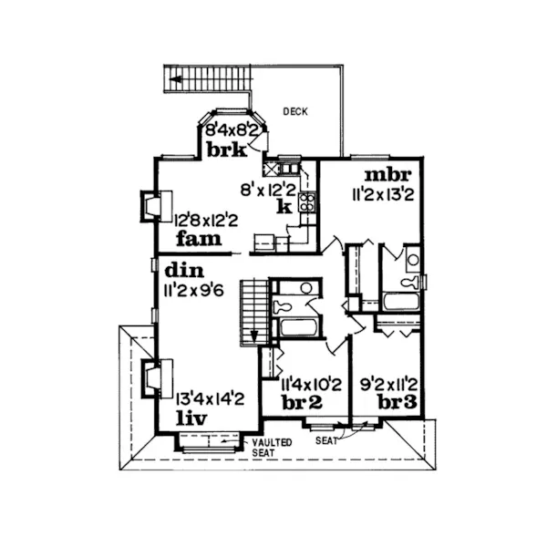 Modern House Plan Second Floor - Cutright Country Home 062D-0264 - Search House Plans and More